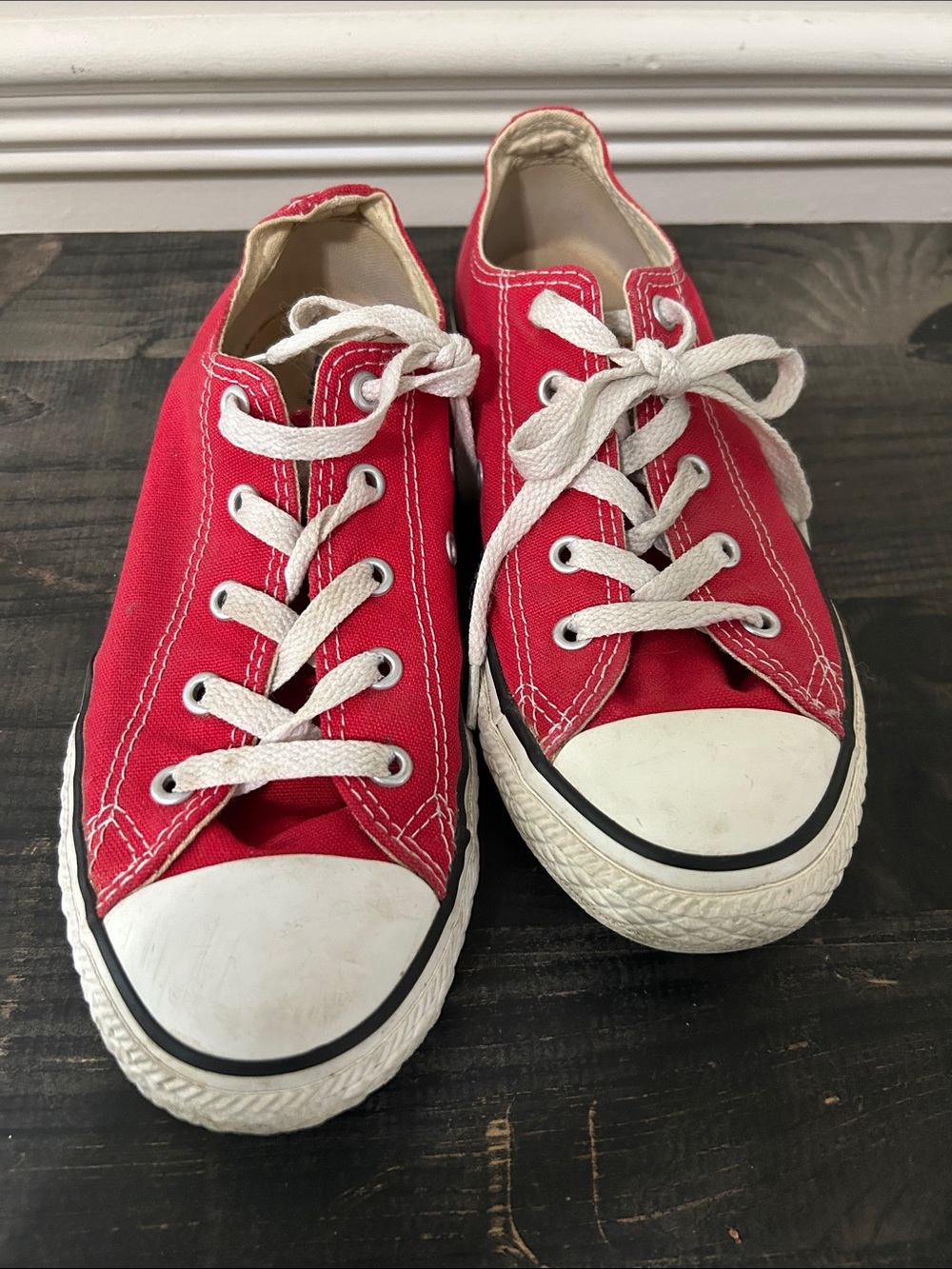 Kids Red Canvas Low-Top Sneakers